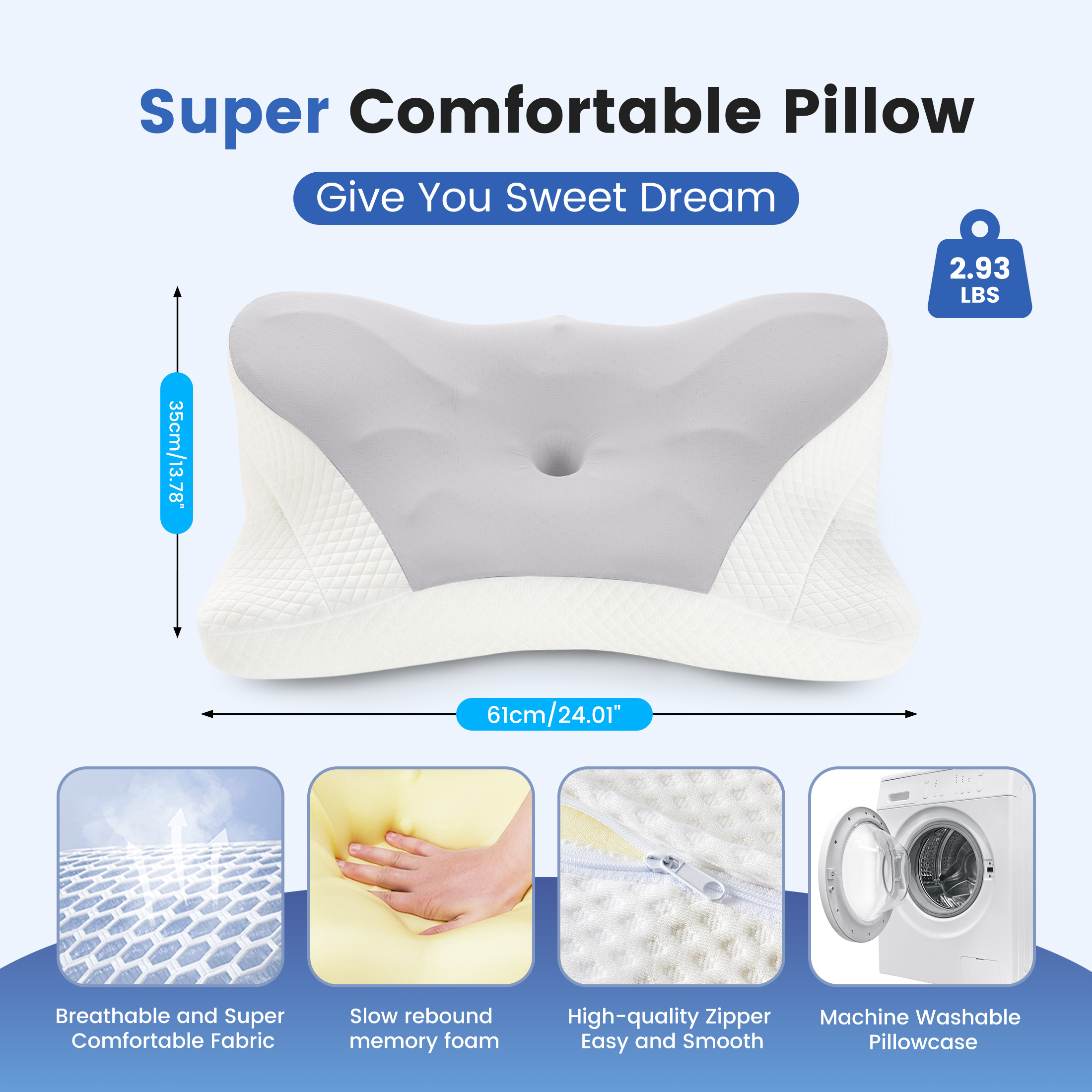 2 Pack Memory Foam Pillow, A Cooling Type Sleep Pillow Designed To Provide Neck Support When Lying On One's Side image 15