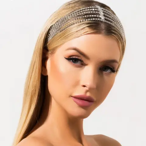 Flash Diamond Rhinestone Elastic Headband Hair Accessories Five Rows