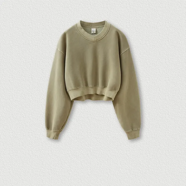 Vintage Wash And Fleece V neck Hoodie Ga Color L - Shop at LoveMi