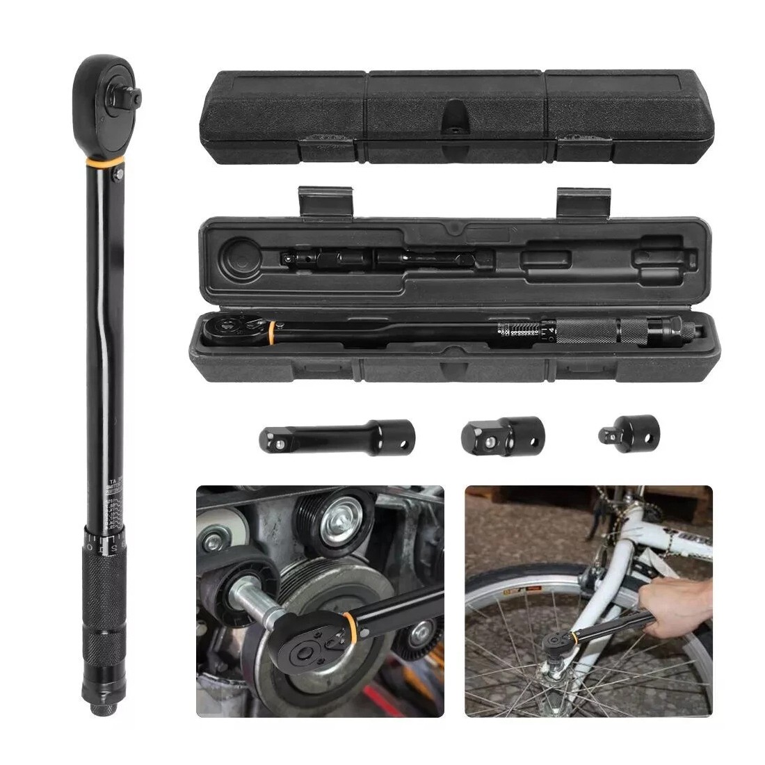 NEW 1X4 1X2 3X8 Square Drive Torque Wrench Ratchet 13.6-108.5Nm 10-80Ft-Lb 3in1 UK