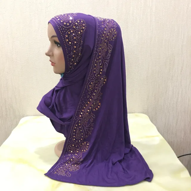 Cotton Bronzing Glass Red Diamond Scarf Hat Ladies Headscarf Purple - Shop at LoveMi