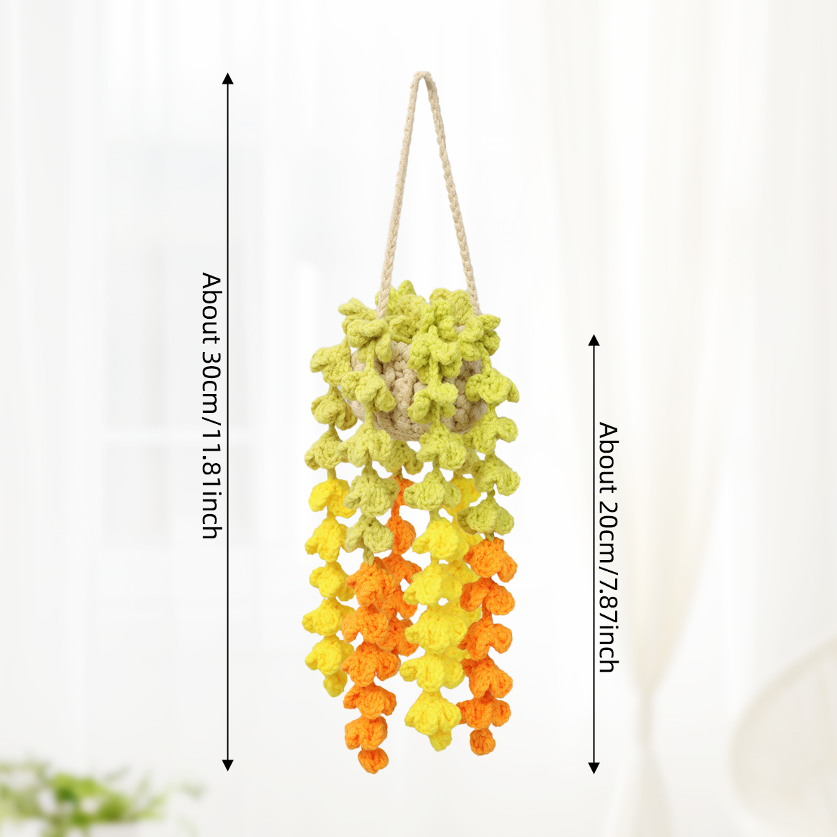 Handmade Crochet Assorted Color Hanging Wisteria Potted Ornament Everlasting Soft Yarn Crochet Blossom Indoor Home Hanging Decor