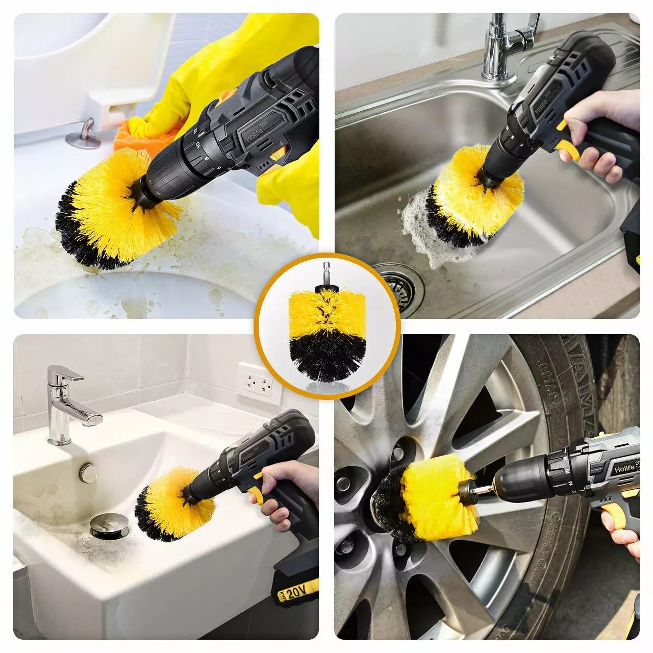 Scrubber Brushes Set Kit with Adapter. we ship only inside the US, USPS First Class Package 2 Day Handling , 2-5 Day Shipping. Scrub Brush Drill Attachment Kit - All Purpose Power Scrubber Brush Cleaner for Grout, Floor, Tub, Shower, Tile, Corners, Bathro