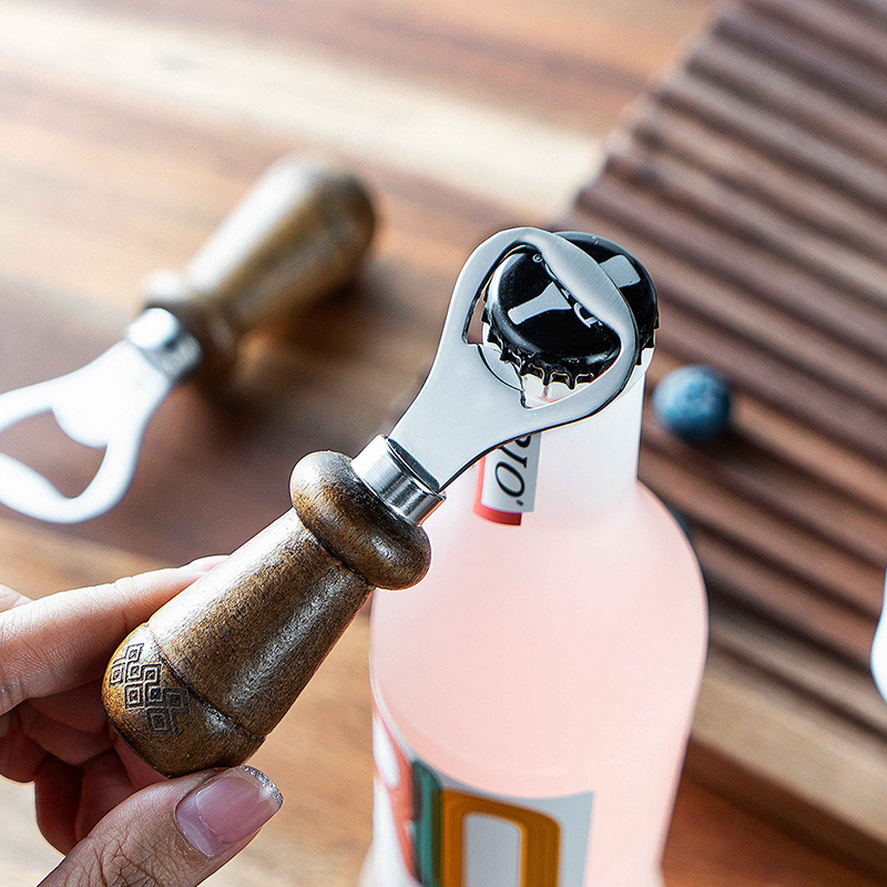 Stainless Steel Wooden Handle Bottle Opener