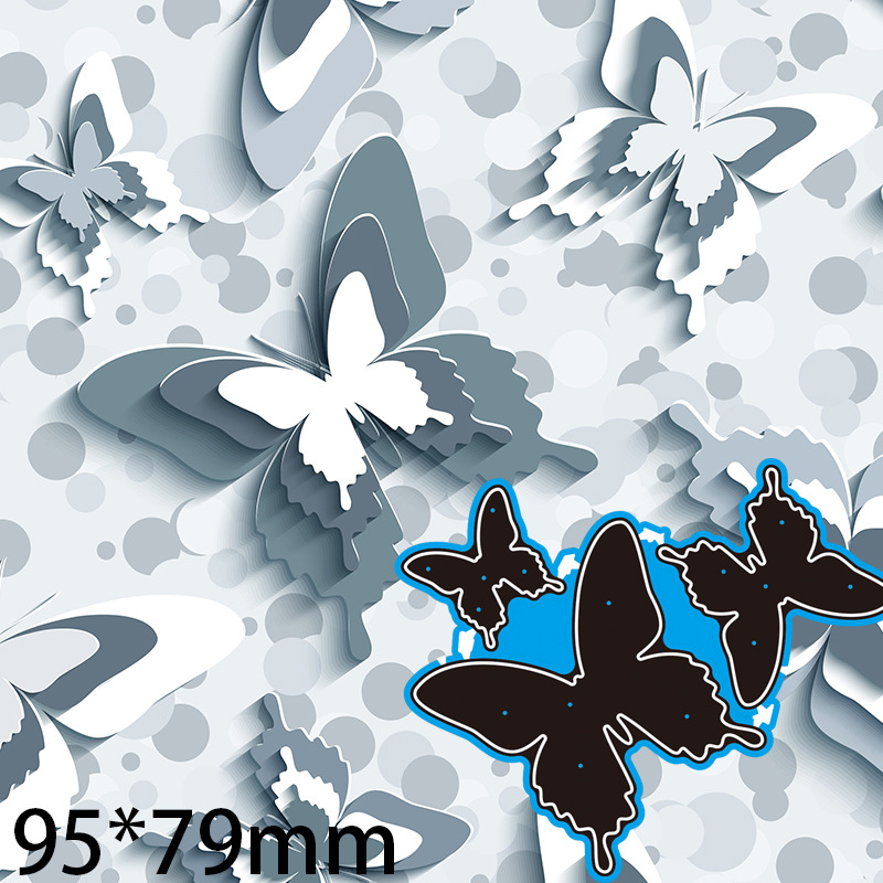Butterfly DIY Embossing Die Carbon Steel Etching Die Three Butterflies