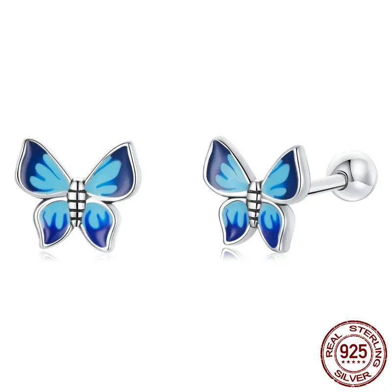 Gradient Drop Oil Exquisite Butterfly Earrings Niche