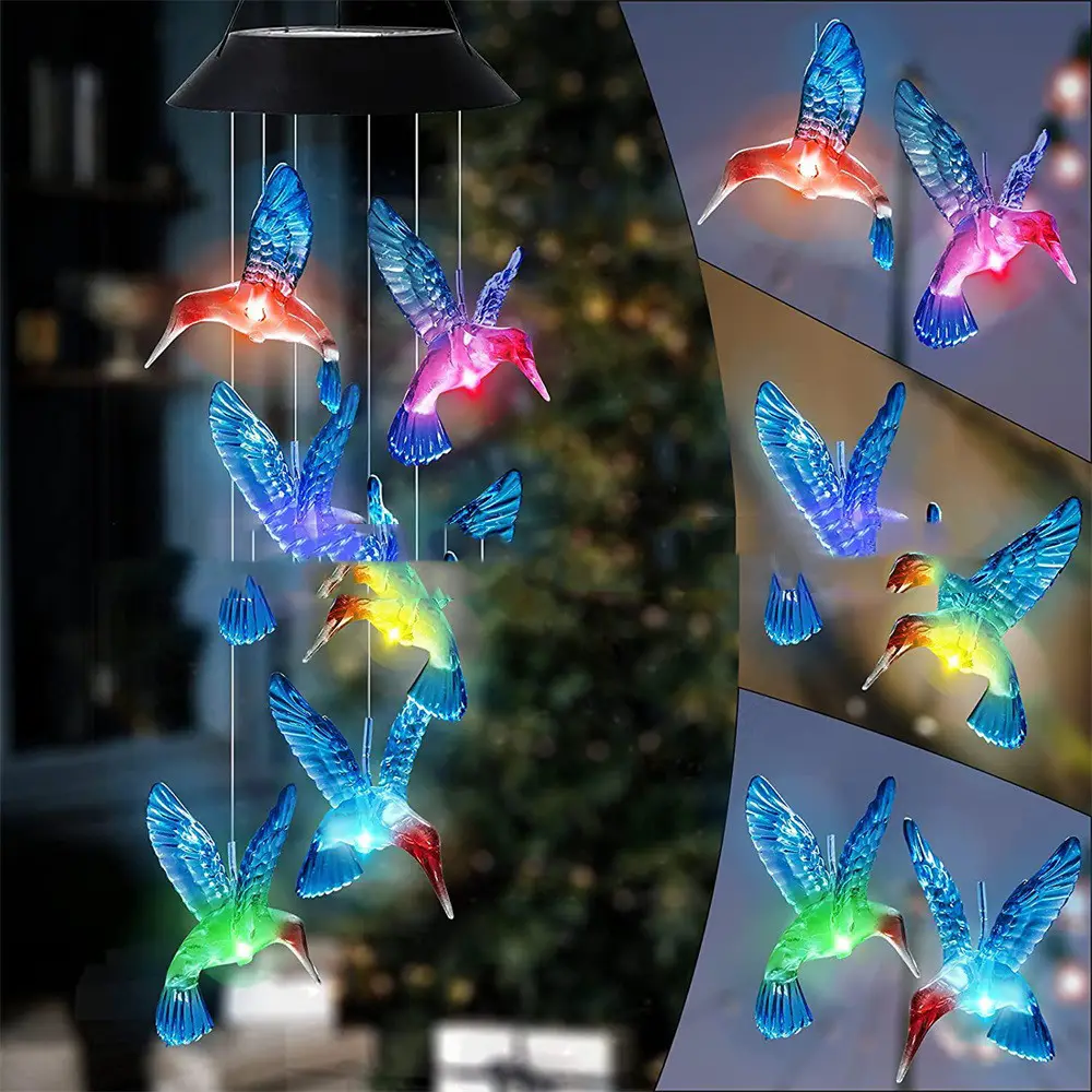 Outdoor Patio Solar Hummingbird Models Garden Decorative