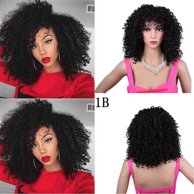 Synthetic Afro Curly Wig African Wigs For Black Women 1B - Shop at LoveMi