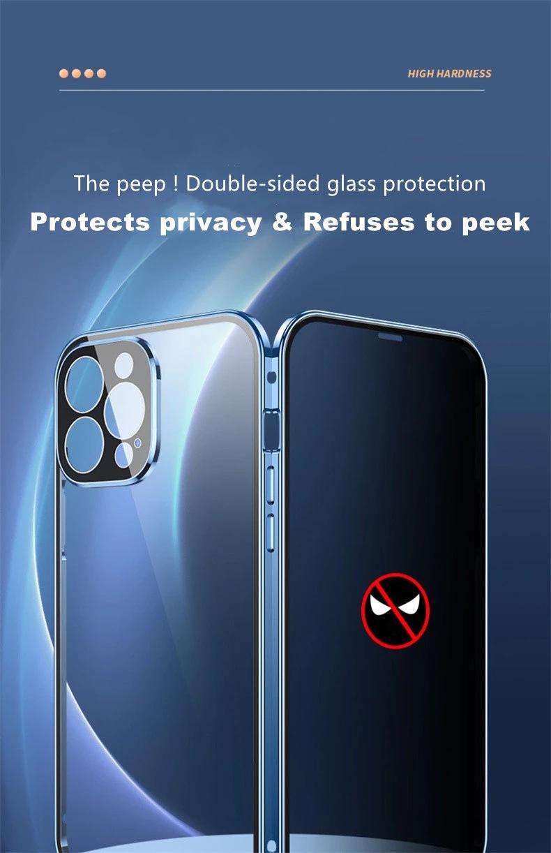 Anti-peep Magnetic Protective Shell Magnetic Privacy Glass Phone Case -  CJdropshipping