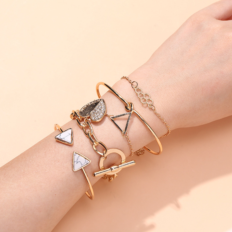 Triangular Honeycomb Bracelet Diamond Love 5 Piece Set Bracelet