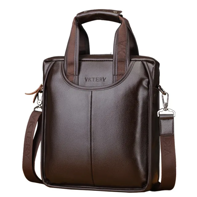 Men's Bag Shoulder Messenger Vertical Portable Briefcase Brown - Shop at LoveMi
