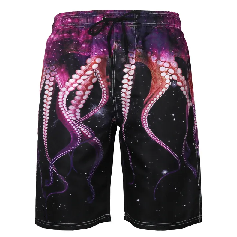 Men's Beach Pants Casual Shorts Octopus Plus Size Sweatpants - 9Style-L