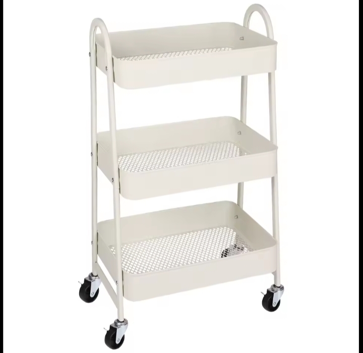 3 Tier Metal Storage Kitchen Cart With Lockable Wheels Mobile Shelving Unit Utility Rolling Organizer For Home Narrow Places 2
