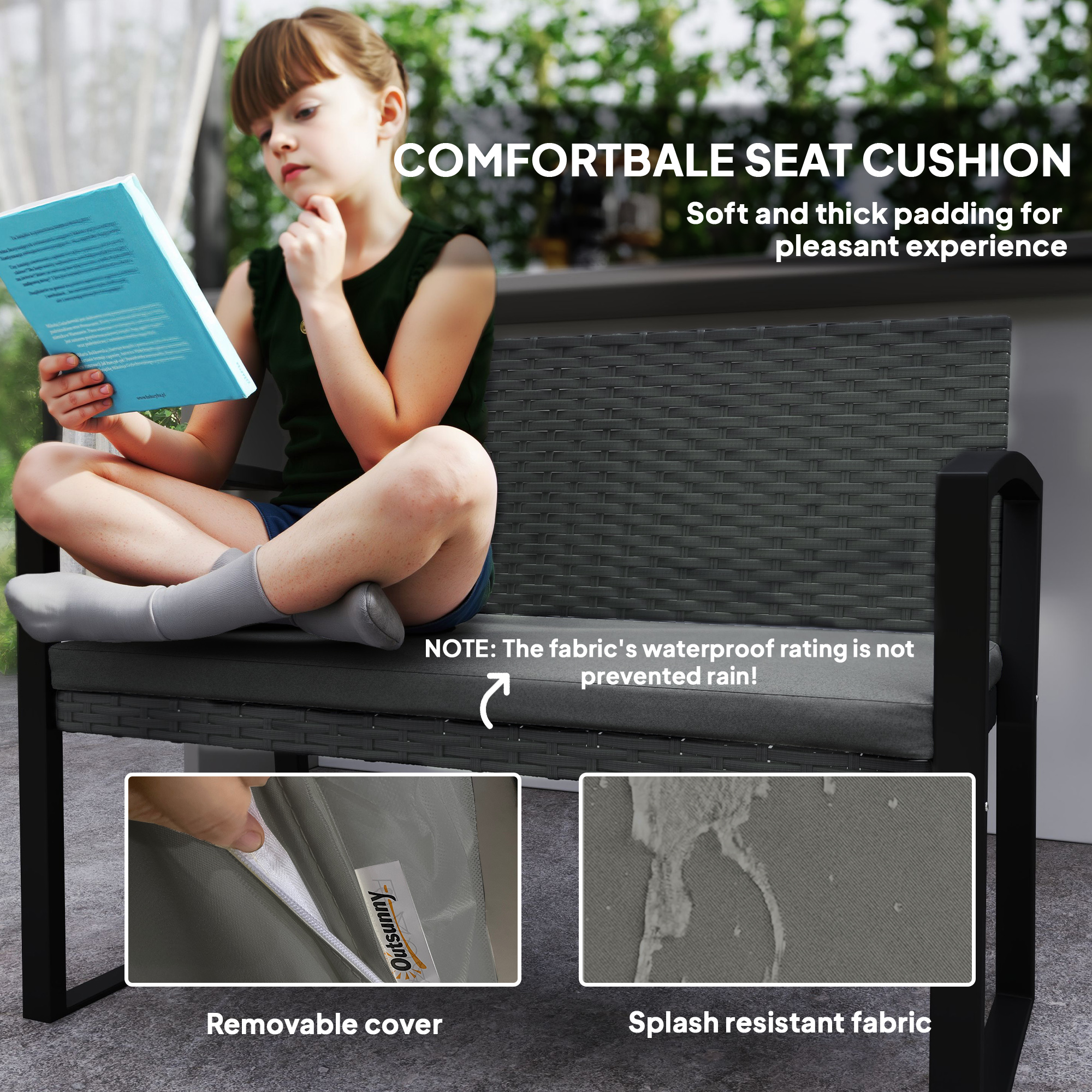 Double rattan garden bench