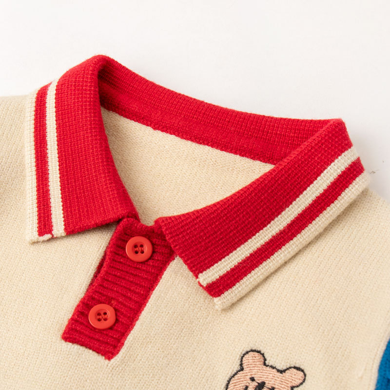 Baby Polo Collar Knitted Sweater Spring And Autumn Long-sleeved Tops For Autumn