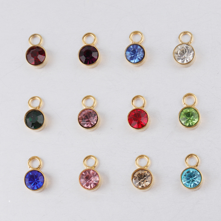 Hot Selling Stainless Steel Gold 6mm Birthstone Pendant
