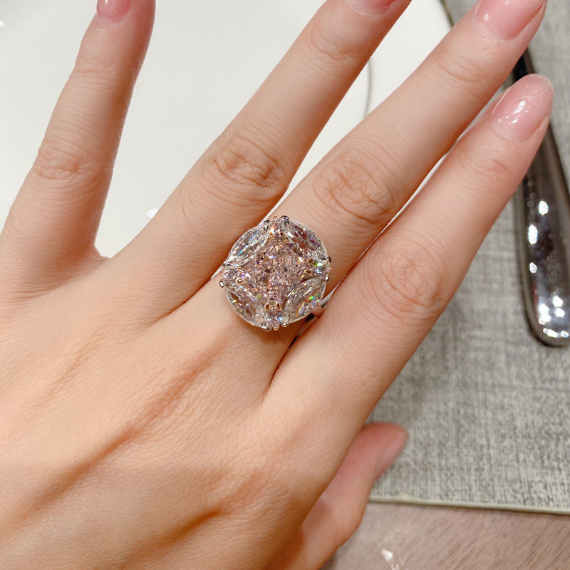 925 Sterling Silver Bubblegum 4 Carat Marquise Ring