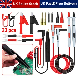23Pcs Multimeter Test Leads Kit Silicone Probe Alligator Clips Banana Plug Tool