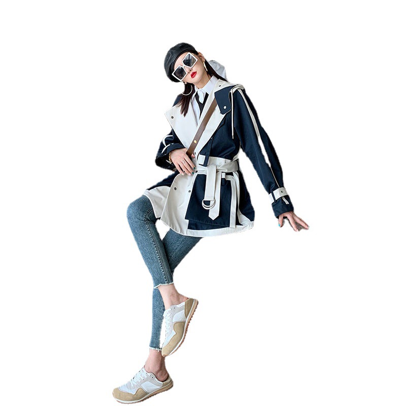 Color Matching Loose And Thin Silhouette Short Short Windbreaker Jacket