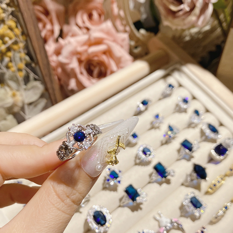 Camellia Custom Blue Sapphire Ring French Luxury Diopside Band