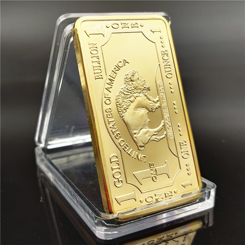 Gold-plated Bison Commemorative Coin Squares - Image 9