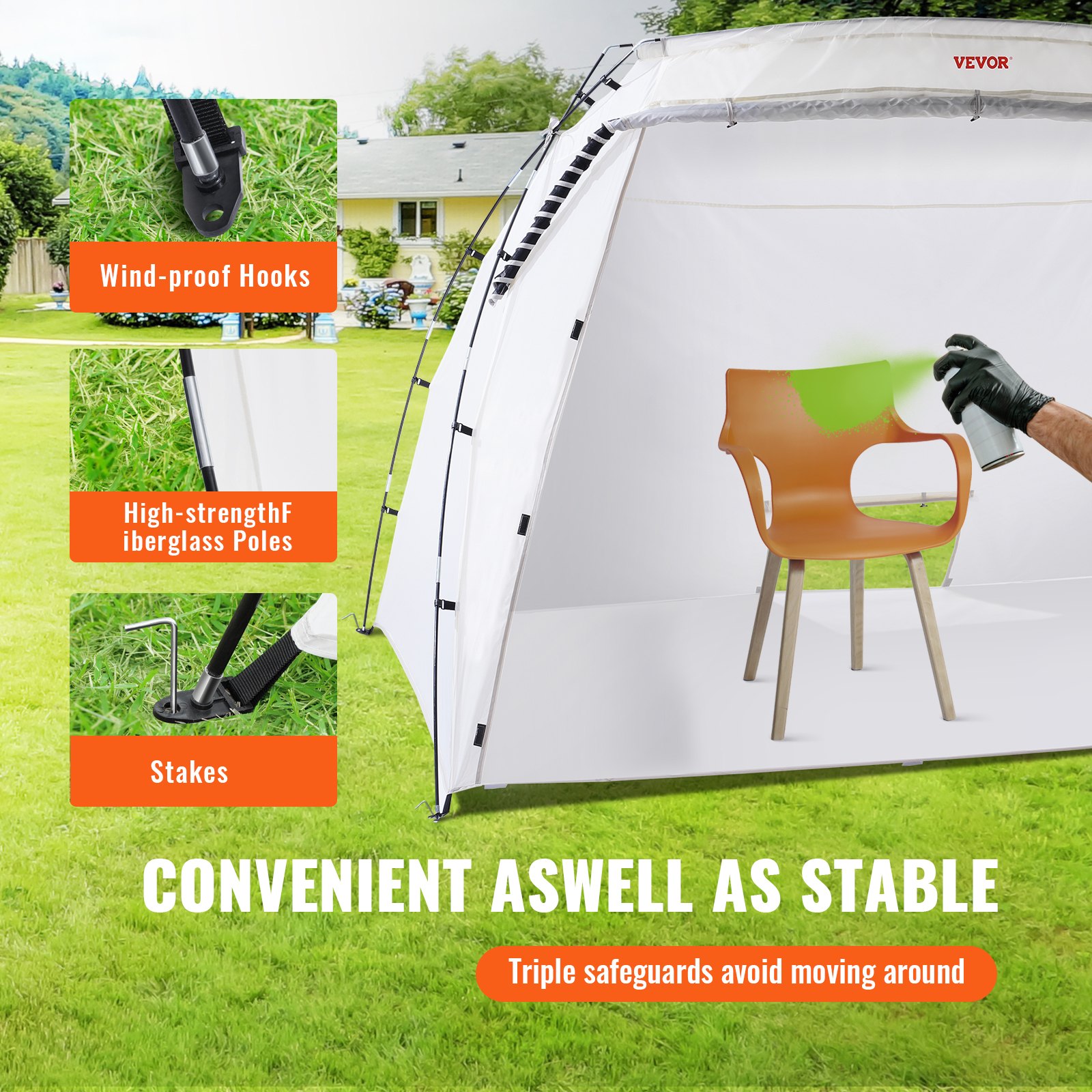 VEVOR Portable Paint Booth, Larger Spray Paint Tent With Built-in Floor & Mesh Screen, Painting Tent… image 3