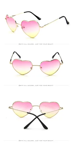 New Style Peach Heart Sunglasses Fashion Sunglasses - Top Powder And Bottom Yellow - View 1
