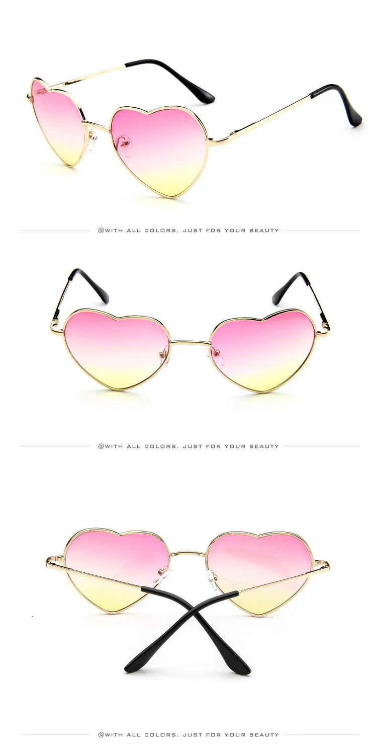 New Style Peach Heart Sunglasses Fashion Sunglasses - Top Powder And Bottom Yellow