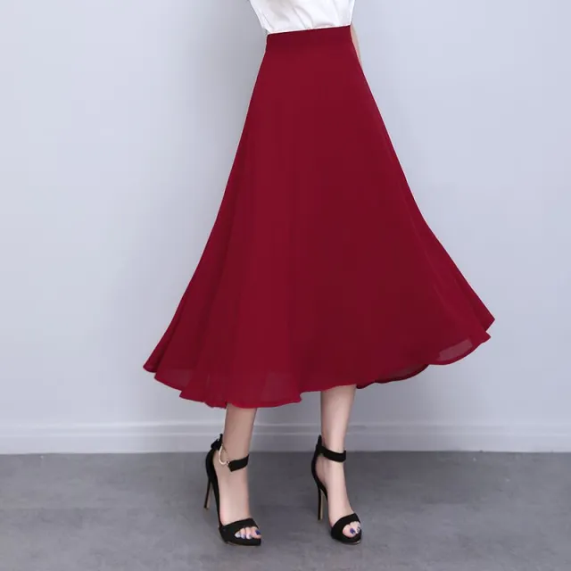 Half Skirt Women's Summer Chiffon Oversized Wine Red - Shop at LoveMi