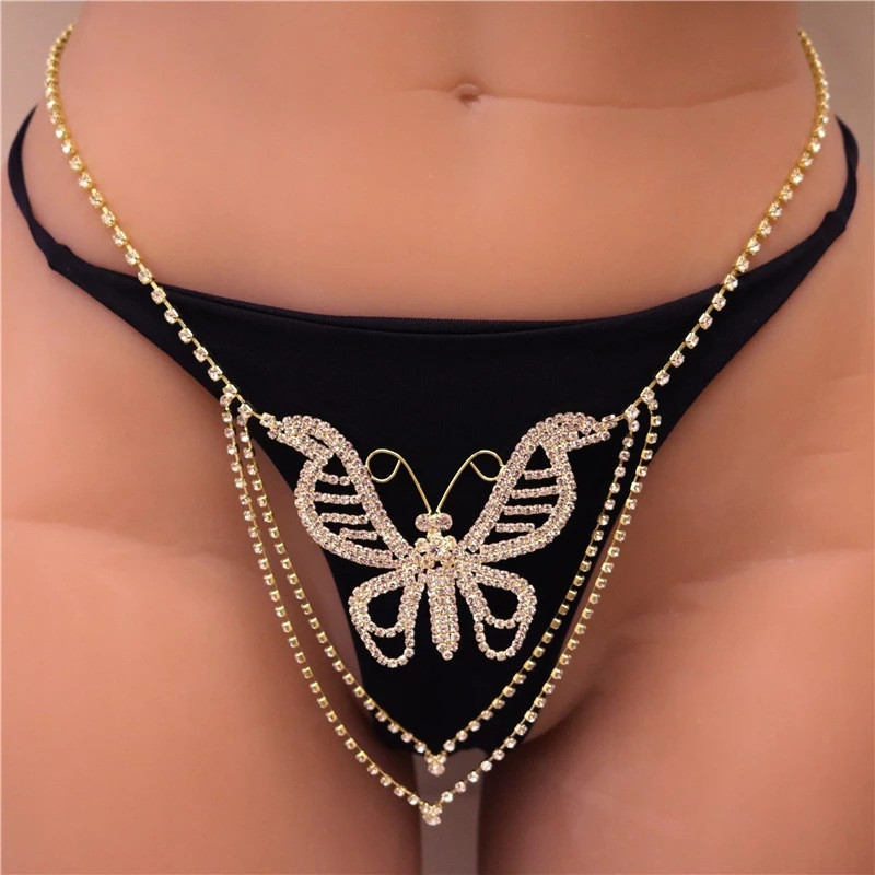 Title 5, Funkelnde Strass Schmetterling Taillenkette & S...