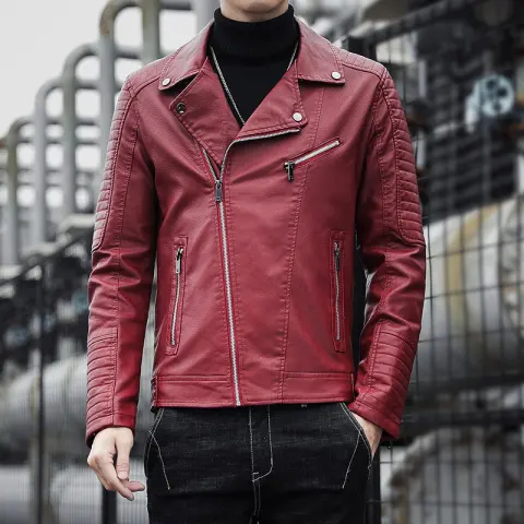 Spring and Autumn Leather Clothes Men's Motorcycle Jacket