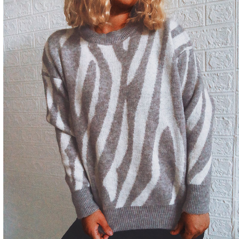 Title 6, Maglione pullover a righe girocollo autunno e i...