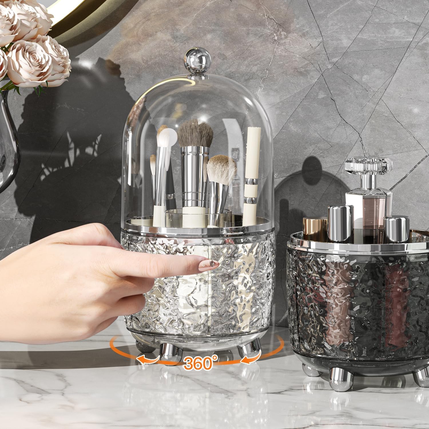 Large Capacity Bathroom Vanity Makeup Brush Storage Rack Organizer_voghion.com