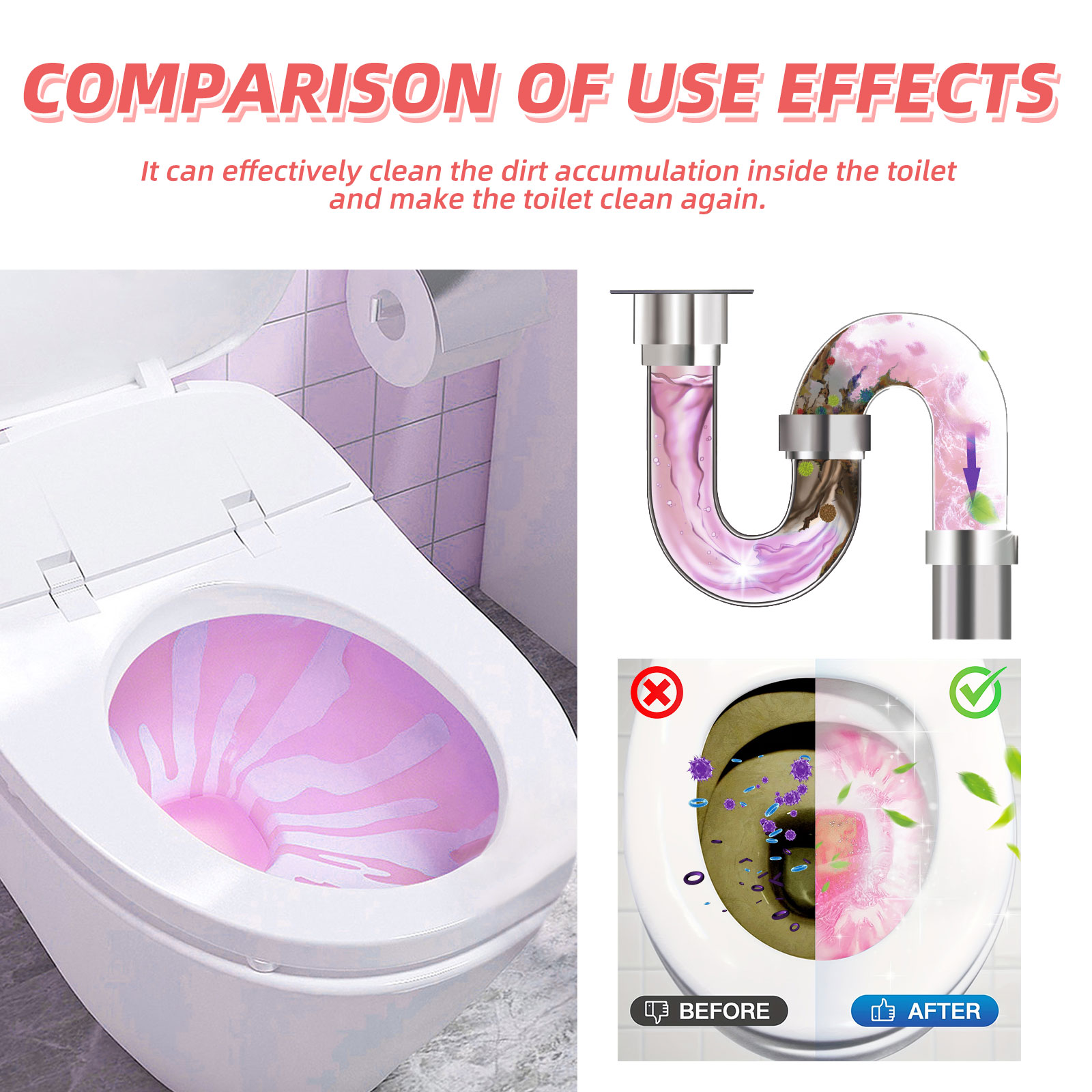 Jakehoe Toilet Effervescent Tablets Toilet Cleaner Cleaning Odor Yellow Stains Dirt Urine Stains Toilet Cleaning Tablets image 5