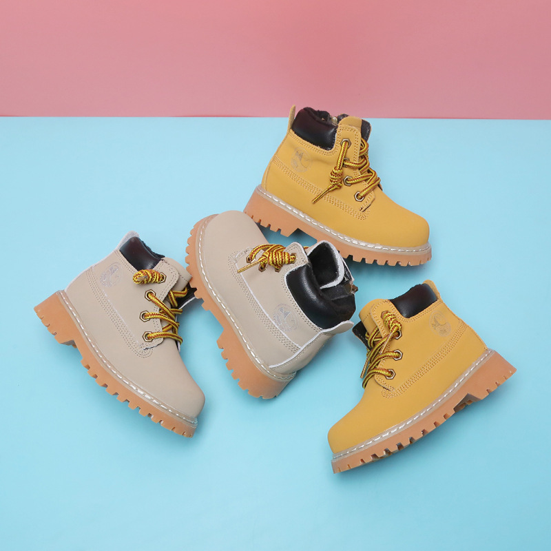 Soft-soled Ankle Boys Plus Cashmere Martin Boots Toddler Leather Shoes