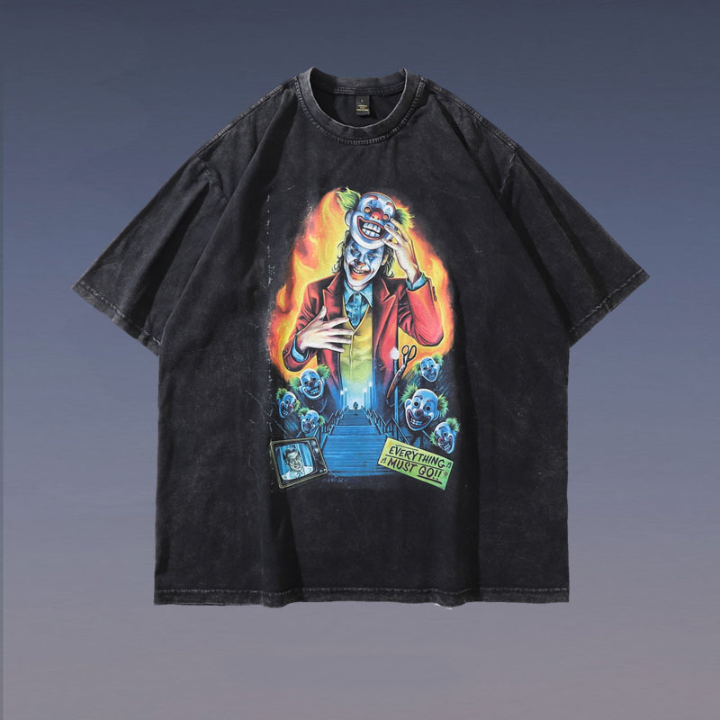 Dark Mourning Vintage Print Short Sleeve American Top