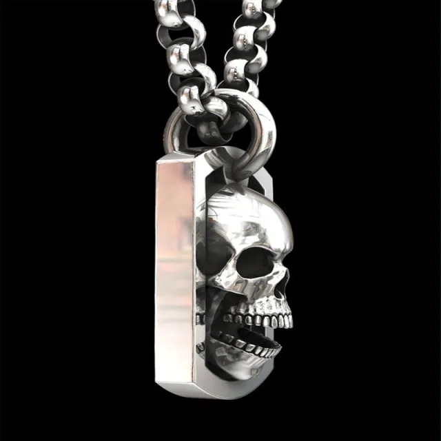 Jewelry Silver Vintage Silver Skull Pendant Necklace Silver - Shop at LoveMi