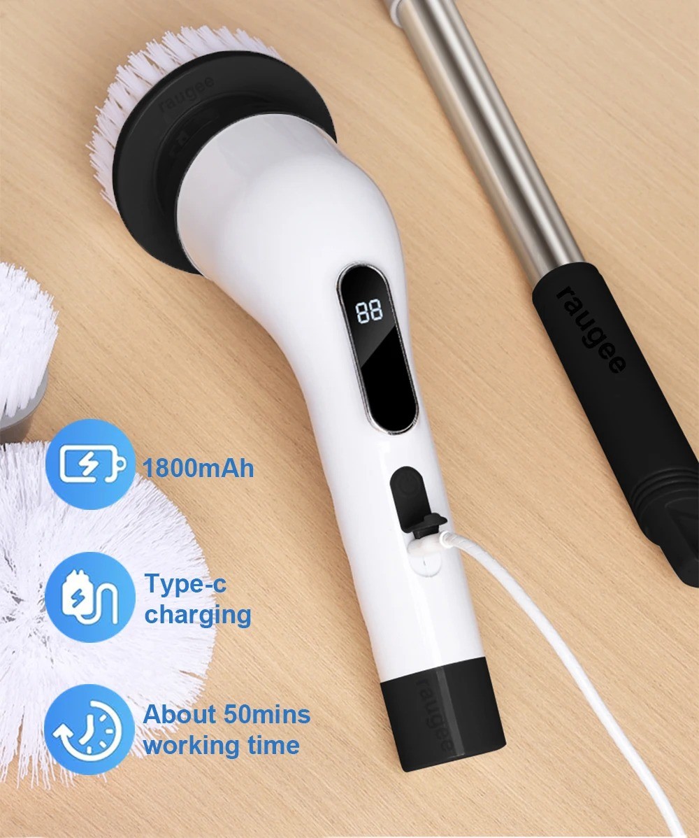 Electric Spin Scrubber Cordless Cleaning Brush Bathroom Rotating Scrubber