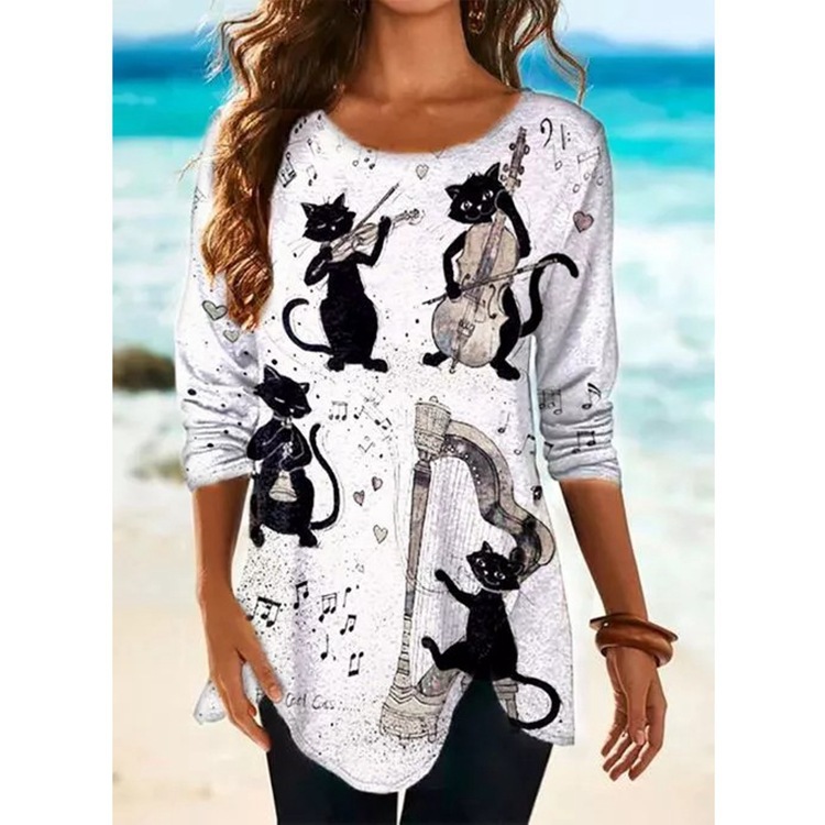 Trendy 3D Digital Animal Print Long Sleeve