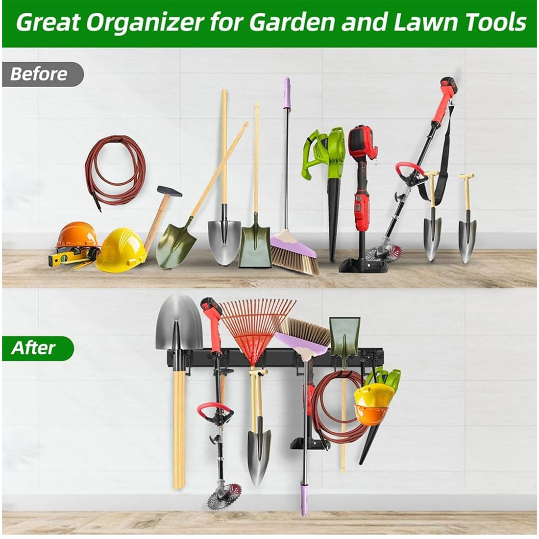 NEW 3x Garage Garden Tool Holder Storage Rack Shed Wall Mounted Organiser Long — image 3