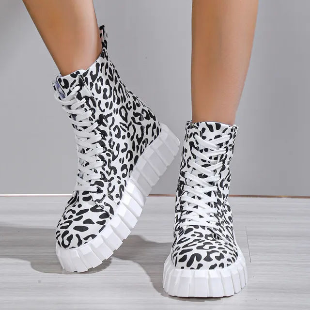 Leopard Print Women Shoes Platform Boots Leopard - Shop at LoveMi