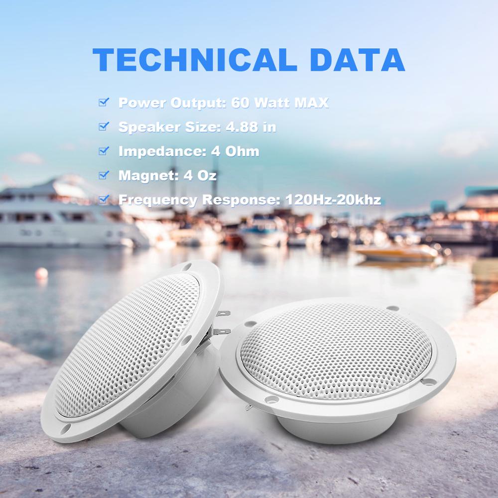 120 Watts 4 Inch Waterproof Marine Speakers Sound System Boat Speake For Outdoor - Picture 6 of 6