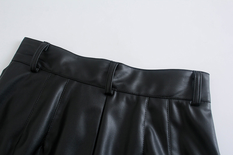 European And American Style Straight High Waist  Leather Casual Look Thin