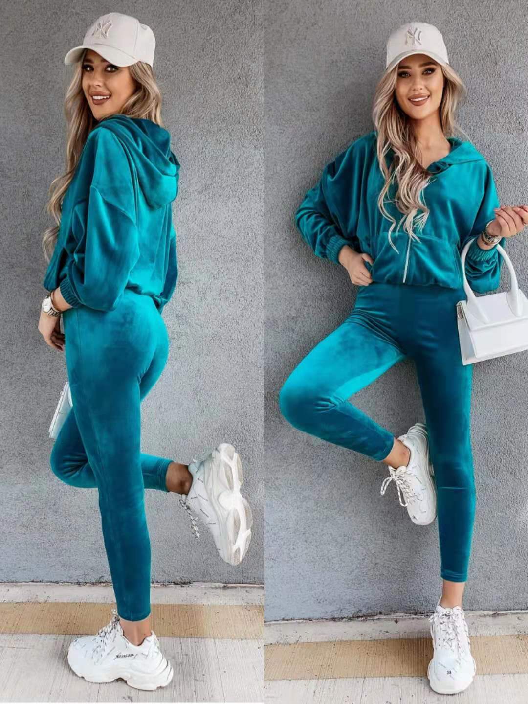 Ladies Suit Hooded Solid Color