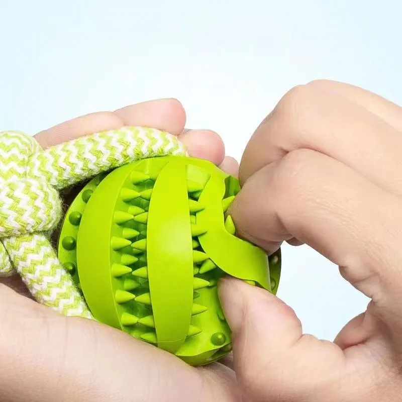 Dog Toys Treat Balls Interactive Hemp Rope Rubber Leaking Balls For Small Dogs Chewing Bite Resistant Toys Pet Tooth Cleaning Bite Resistant Toy Ball For Pet Dogs Puppy – image 6