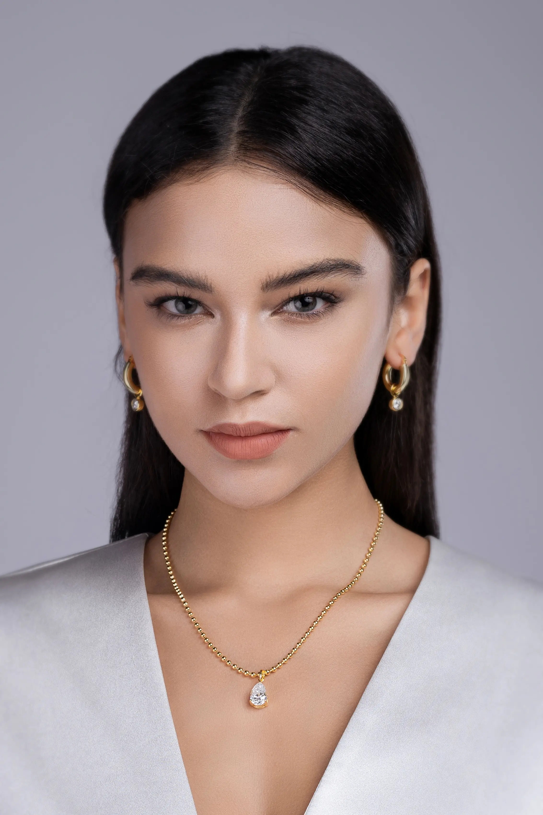 1Wish Light - A Fashionable And Trendy Diamond Jewelry Necklace Pendant Set With Pear-shaped Moissanite S925 Sterling Silver And Gold Plating Prohibit TikTok sa