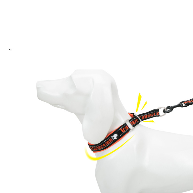Collier de chien de compagnie Traction tissu de plongée réglable réfléchissant doux