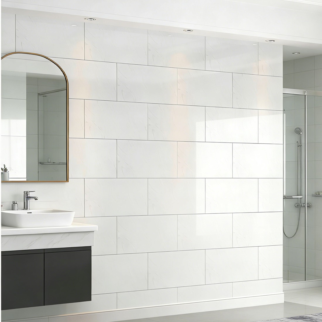 12PCS PVC Marble Tiles Wall Sticker Self-Adhesive Stick Kitchen Bathroom Decor