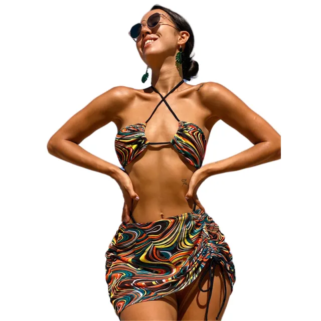 European And American Sexy Bikini Three piece Vacation Swimwear Black - Shop at LoveMi