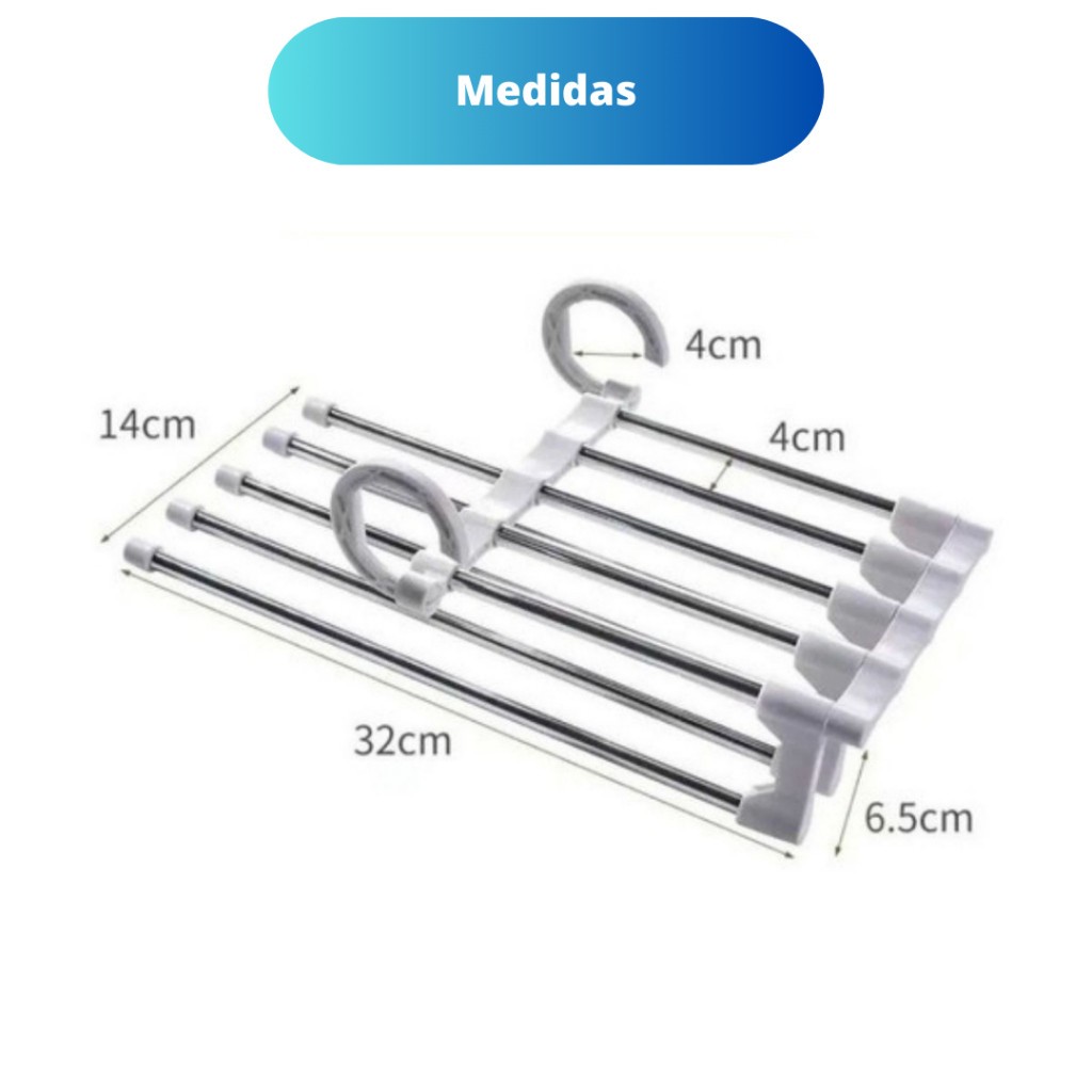 Set Of 5-in-1 Multifunctional Hangers. Suitable For Trousers, Skirts And T-shirts.